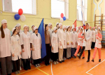 Торжественная линейка, посвященная Дню Защитников Отечества.